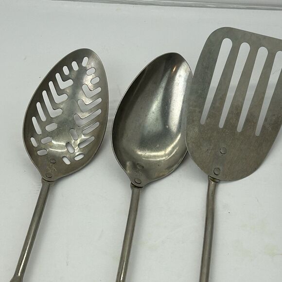 Farmhouse Ekco A&J Gold Handle Kitchen Utensils Spatula Slotted Spoon Fork 6pc - Picture 2 of 9